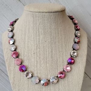 Austrian Crystal Necklace in Antique Silver